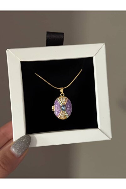 h&b design jewel Çelik Mor Kapaklı Kolye