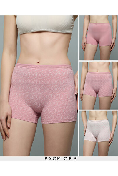 R&B Women Dusty Pink 3 Pack Printed Boyshorts