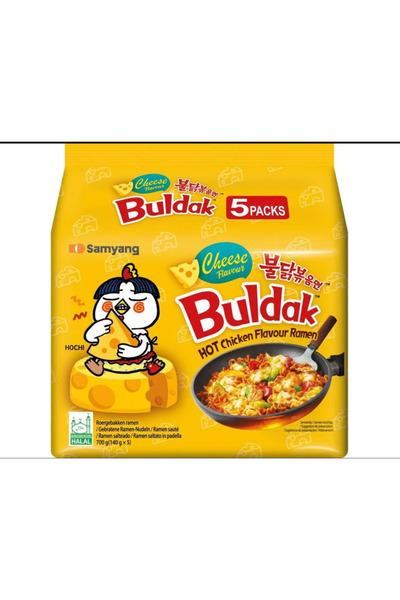 SAMYANG Buldak Cheese Ramen – Set 5 Pachete x 140g – Paste Instant Picante cu...