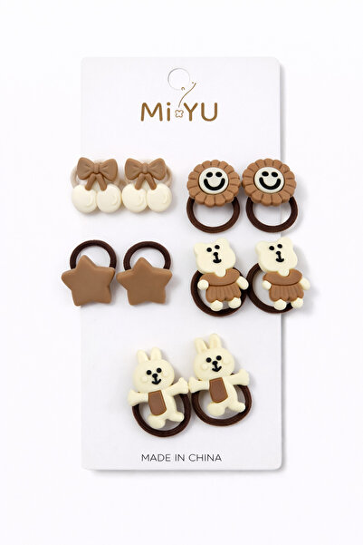 LİNACO Kahve-Bej Ayıcık Karışık Figürlü 10’lu Toka Seti