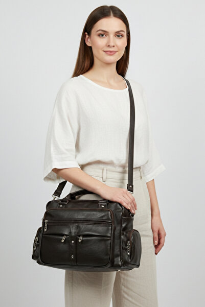 HAKKAN ÇANTA Byhakan Jn-514 Domestic Washed Leather Women's Shoulder Bag Cros...