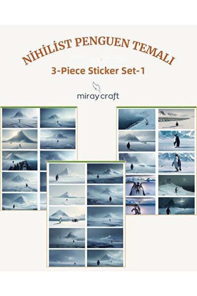 MirayDesign Nihilist Penguin Themed 3-Piece Sticker Set – Philosophical & Min...