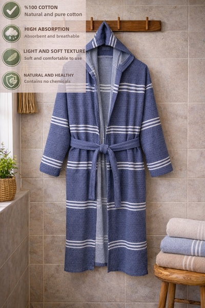 CESSTORE Ces Store 100% Cotton Unisex Peshtemal Bathrobe, Soft Textured, Quic...
