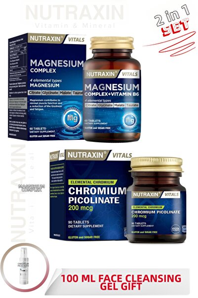 Nutraxin Magnesium Complex+Vitaminb6 60 Tablets & Chromium Picolinate 90 Tabl...