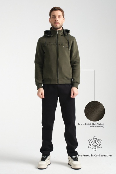 Shooter Sportswear Khaki Winter Men's Tracksuit Set with Lined Hooded Jacket,...
