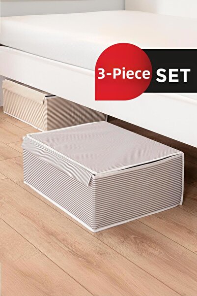 ALAS صندوق متعدد الأغراض 3 قطع بخطوط رمادية 50x40x19 سم