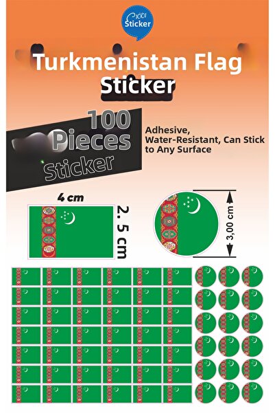 1001 sticker ملصق علم تركمانستان
