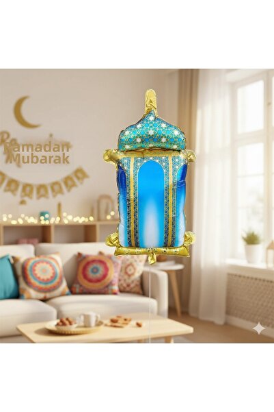 DODOMAR 45 cm Ramadan Blue Kandil Foil Balloon - Ramadan Decoration and Ornam...