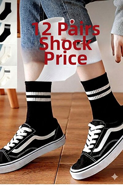 Bitekstil Men Women Cotton Black White Striped College Tennis Unisex High Qua...