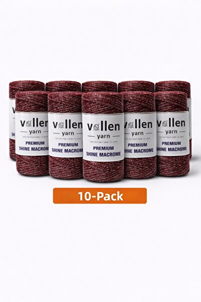 vollen yarn Premium Shine Glitter Macrame Cord 100Gr 150m 10 Pack Bag Supla B...