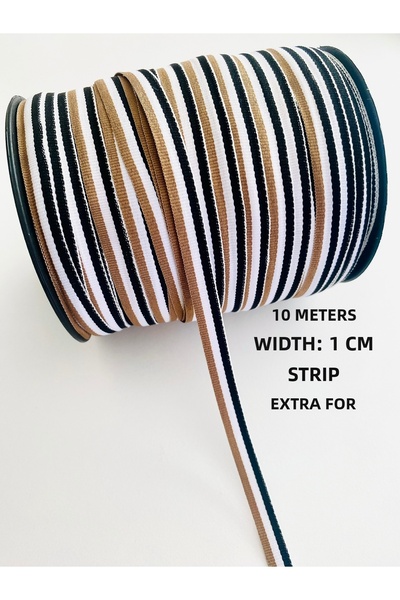 seyranat 10 Meters Width 1 cm White Black Brown Narrow Webbing, Colored Pipin...