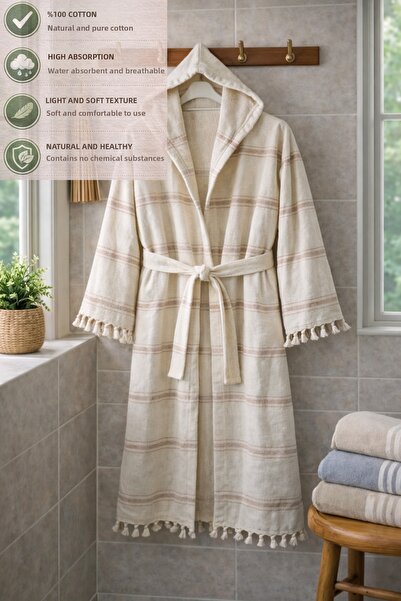 CESSTORE Ces Store 100% Cotton Towel Peshtemal Bathrobe, Soft and Lightweight...
