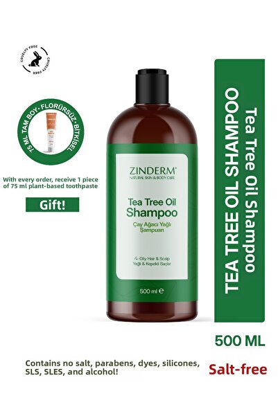 zinderm شامبو شجرة الشاي - شامبو زيت شجرة الشاي خالٍ من الملح، منقي ومتوازن، ...