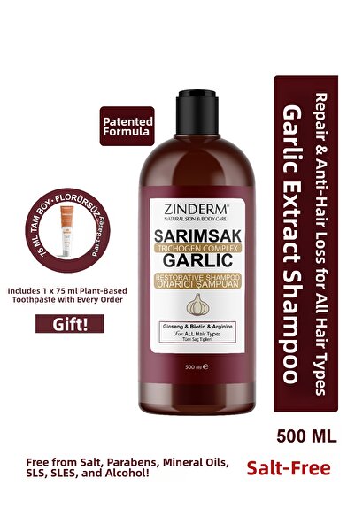 zinderm شامبو تريكوغن كومبلكس المقوي الخالي من الأملاح بالثوم |   مضاد للتساق...