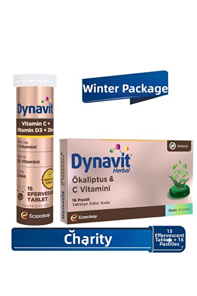 Dynavit Vitamin C + D + Zinc 15 Effervescent & Herbal Lozenges Eucalyptus + V...