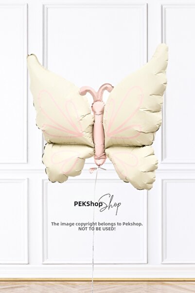 PEKSHOP بالون ريترو كريمي على شكل فراشة كبير الحجم