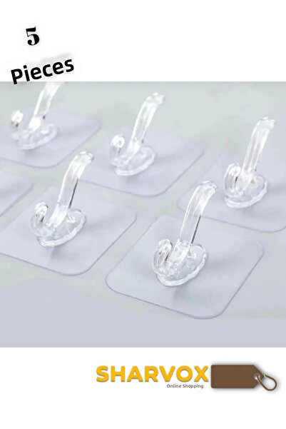 Sharvox Set de 5 umerașe autoadezive transparente |   Adeziv puternic din sil...