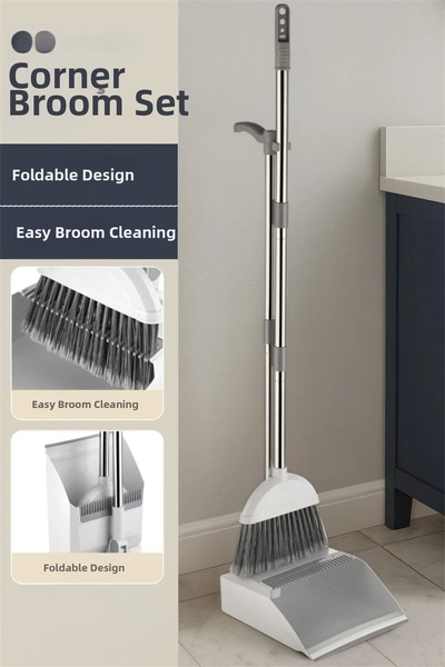 Bayev Corner Brush Dustpan Set 1010 - Stainless Steel Handle Foldable Brush w...