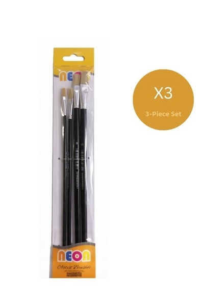 GÜMRÜK BEY Neon v2 paint brush, 3-pack, for use with gouache, oil, and waterc...