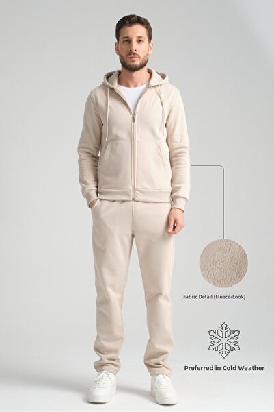 Shooter Sportswear Beige Winter Men's Tracksuit Set Thermosoft Technology Lam...