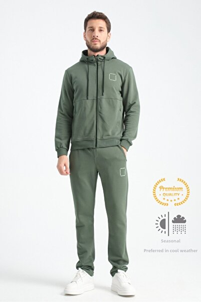 Shooter Sportswear Khaki Men's Tracksuit Set Seasonal Luxe Quality Cotton