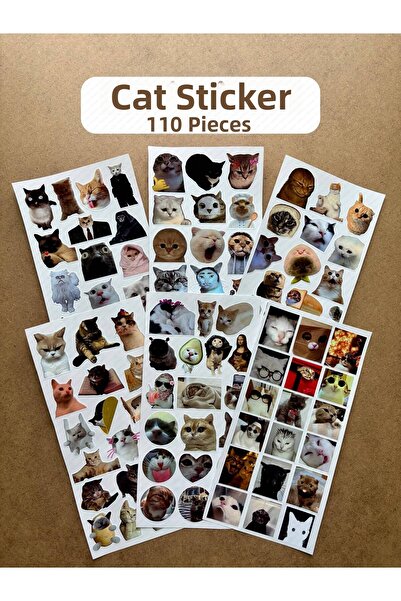hdsticker مجموعة ملصقات مضحكة بتصميم القطط مكونة من 110 قطعة، ملصقات صغيرة مم...