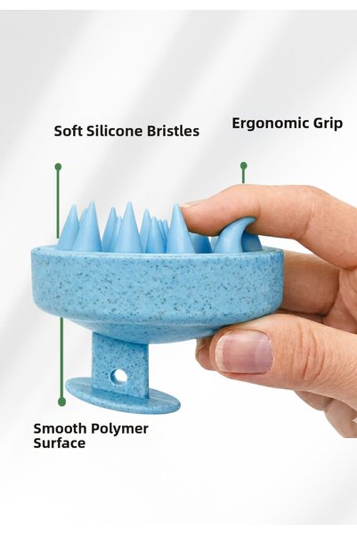 Lotravia Soft Silicone Hair Washing Brush / Hair Massage Shampoo Shower Brush (Blue)