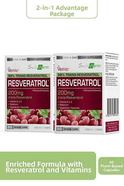 Suda Vitamin ريسفيراترول 200 ملغ 60 كبسولة 2 قطعة