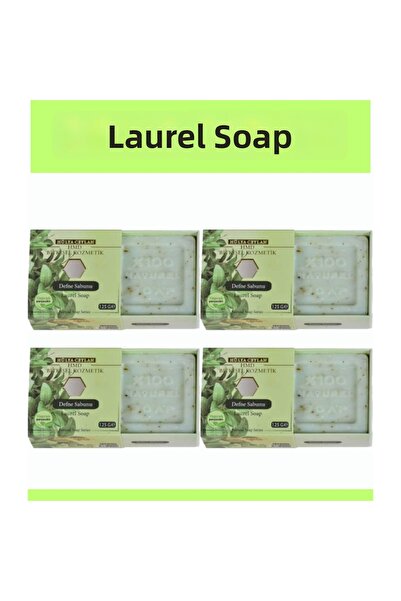 HMD BİTKİSEL KOZMETİK صابون الغار بجزيئات 125 جرام × 4 قطع طبيعي 100%