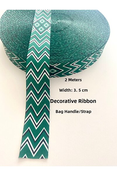 seyranat 2 metri lățime 3,5 cm verde alb cu model geometric curea pentru gean...