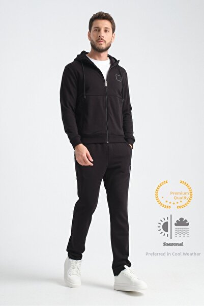 Shooter Sportswear Black Men's Tracksuit Set Seasonal Luxe Quality Cotton
