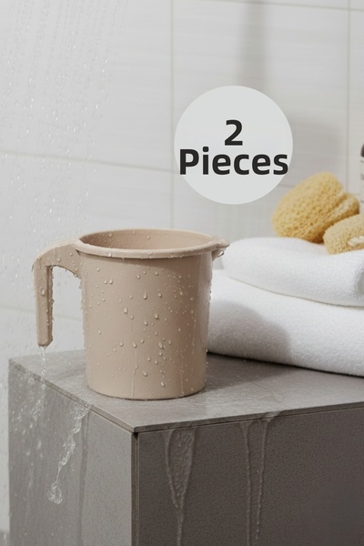 Ovio Ev&Yaşam طقم من 2 كوب بلاستيكي بمقبض سعة 1600 مل، وعاء ماء بلاستيكي للحم...