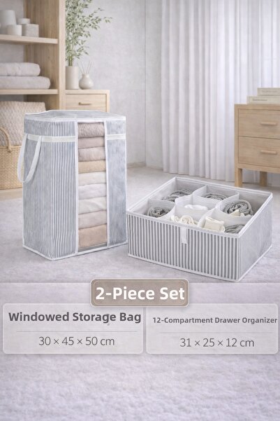 PONÇİK BEBEK مجموعة من حقيبتين لتنظيم وتخزين الملابس مع نوافذ و12 قسمًا لتنظي...