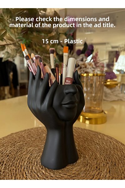 shop حامل فرشاة مكياج على شكل وجه، منظم طاولة مزخرف ثلاثي الأبعاد، 15 سم، بلا...