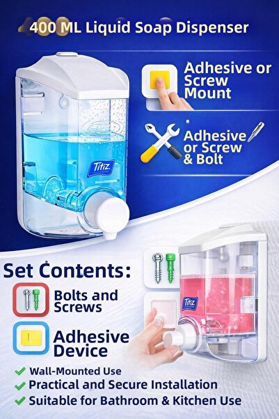 VENON ☀️   موزع الصابون السائل بسعة 400 مل 🧼   ماكينة شامبو مثبتة على الحائط...