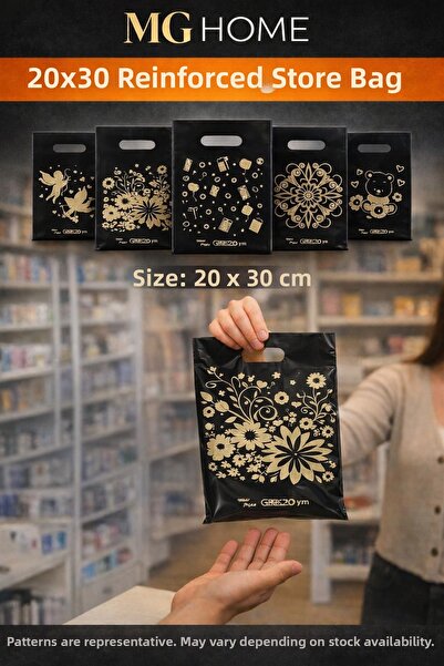 VENON No-0 💎   10 Pack Store Bags Striped Black Bags 💎 1000 Pcs Reinforced ...