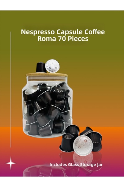 Nespresso Ispirazione Roma Capsule Coffee 70 Pieces + Glass Storage Jar Gift