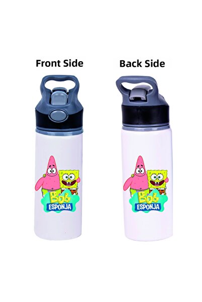 DKDZ SHOP زجاجة مياه معدنية مطبوعة من سونجر بوب مع شفاطة - 650 مل.