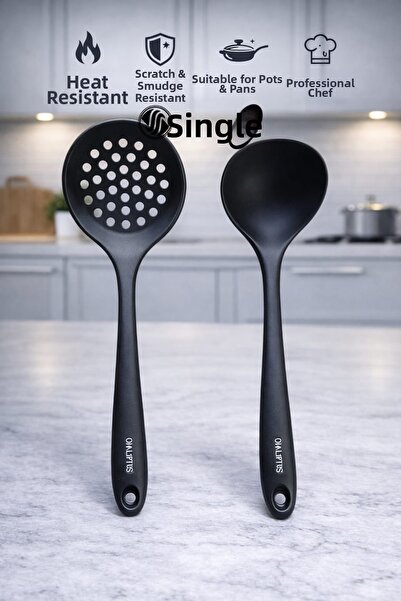 Single Set of 2 Hard-Tipped Heat-Resistant Colander Ladles