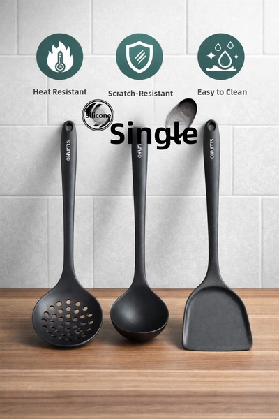 Single (3 Pieces) Our Set of Hard-Tipped, Heat-Resistant, Fireproof Spatulas,...