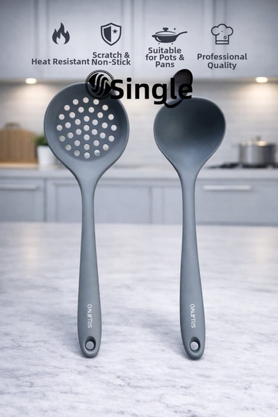 Single Set of 2 Hard-Tipped Heat-Resistant Colander Ladles