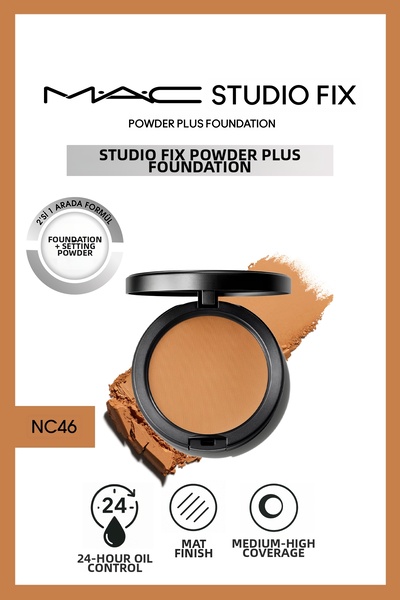 M.A.C بودرة أساس موحدة لون البشرة تدوم 24 ساعة للتحكم في الزيوت وتوفر ملمسًا ...