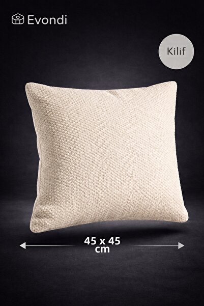 Evondi 45X45 Throw Pillow Cover 1 Piece – Cream Textured, Wipeable Fabric