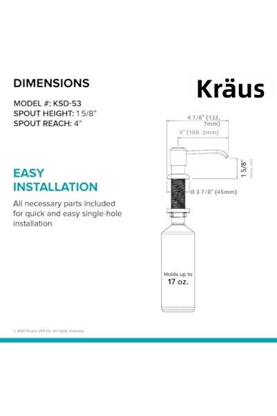 Nacario موزع صابون ولوشن للمطبخ من نركريوشوب، خالٍ من البقع، بلون الشمبانيا ا...