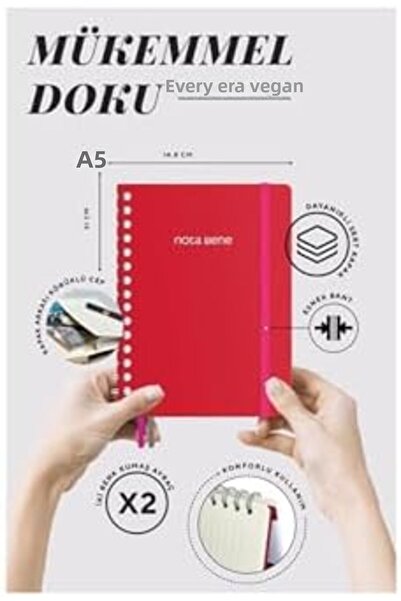 Yıldızan esnshop دفتر ملاحظات بيني 9264 بريميوم بغلاف صلب حلزوني A5 100 جرام،...