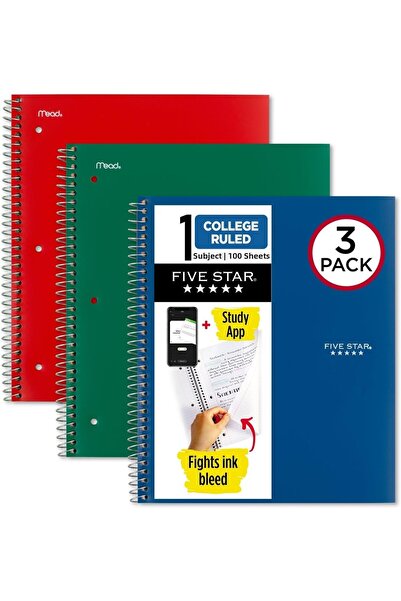 Nacario Nrcrioshop Star Spiral Notebooks + Study Practice, 3-Pack, 1-Subject,...