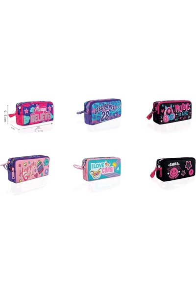 Yıldızan Esnshop Junior Pencil Bag Girl Double Compartment, Asorti 1209132