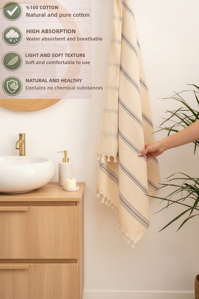 CESSTORE منشفة حمام من البشتمال 100% قطن، ناعمة وخفيفة الوزن، سريعة الجفاف، م...