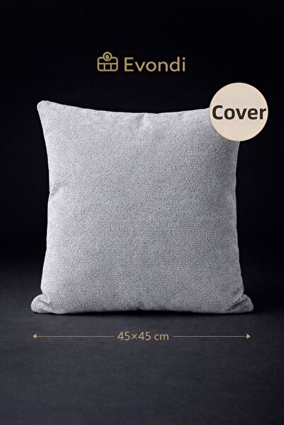 Evondi 45×45 Soft Textured Washable Fabric Throw Pillow Cover – Light Gray (1...
