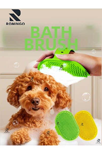 Romingo 3-in-1 Massage Effective Cat and Dog Bath Brush with Adjustable Strap...